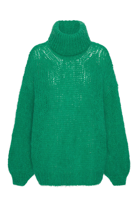 Pepper Roll Neck Alpaca Pullover Emerald Green