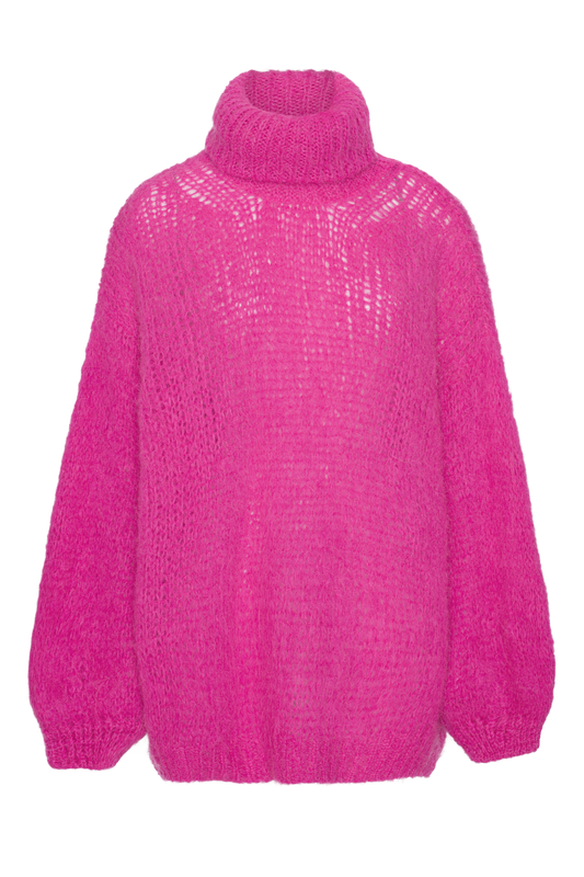 Pepper Roll Neck Alpaca Pullover Neon Pink