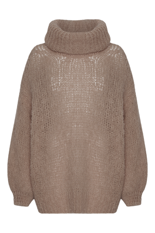 Pepper Roll Neck Alpaca Pullover Medium Brown