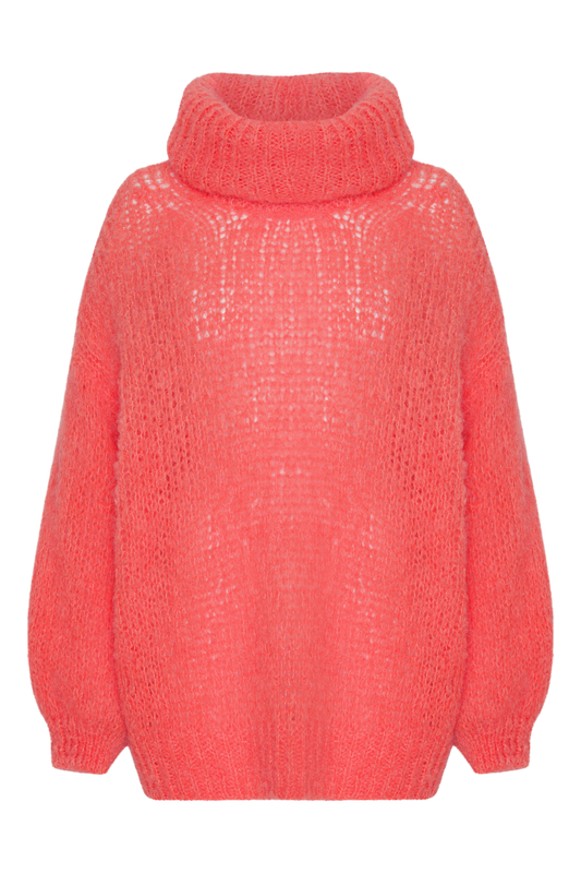 Pepper Roll Neck Alpaca Pullover Coral Red