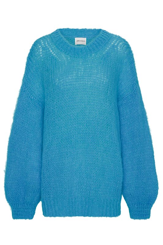 Pepper Round Neck Pullover Aqua Blue