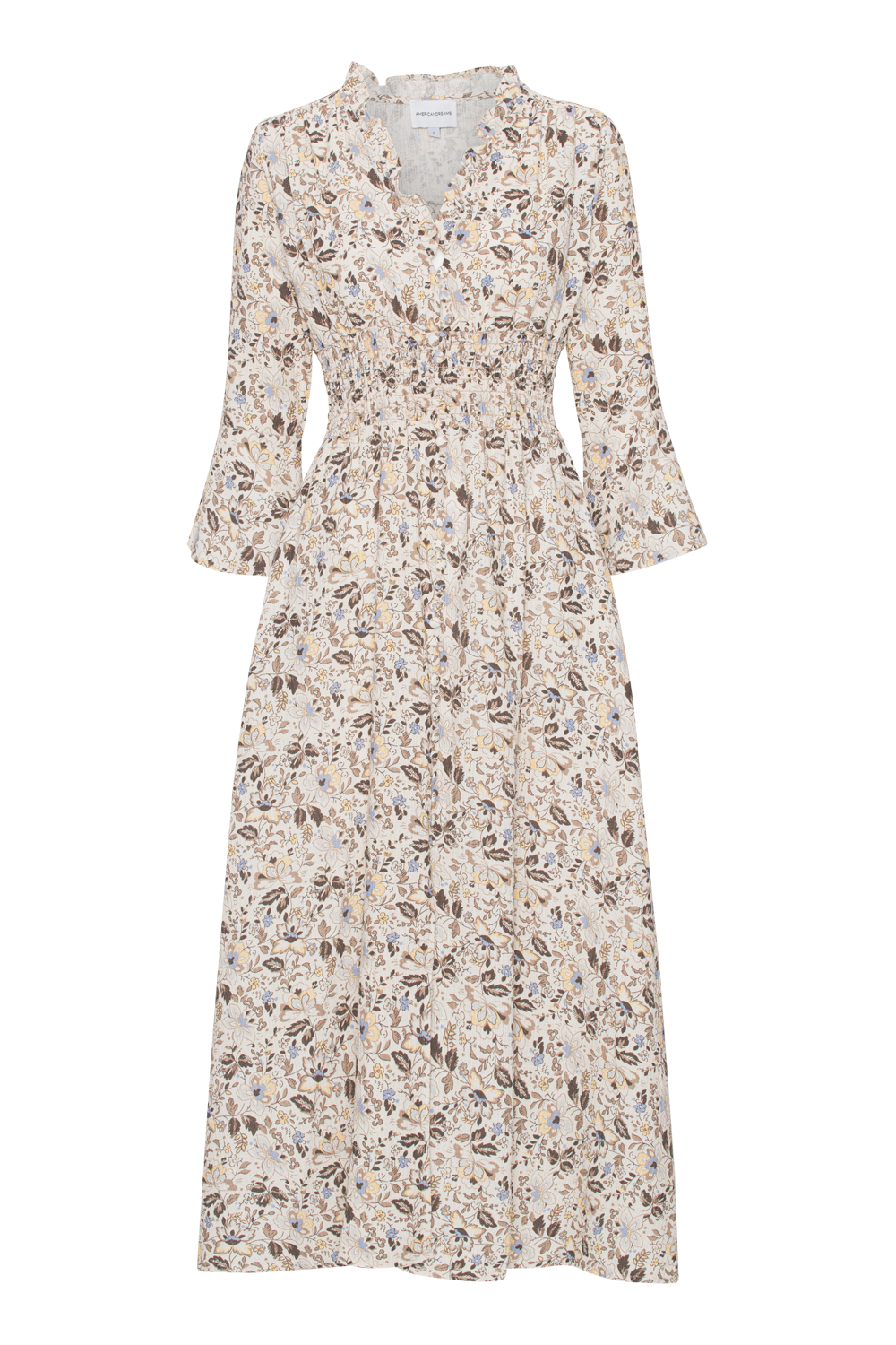 Sally Cotton Long Dress Sand Multi Small Flower