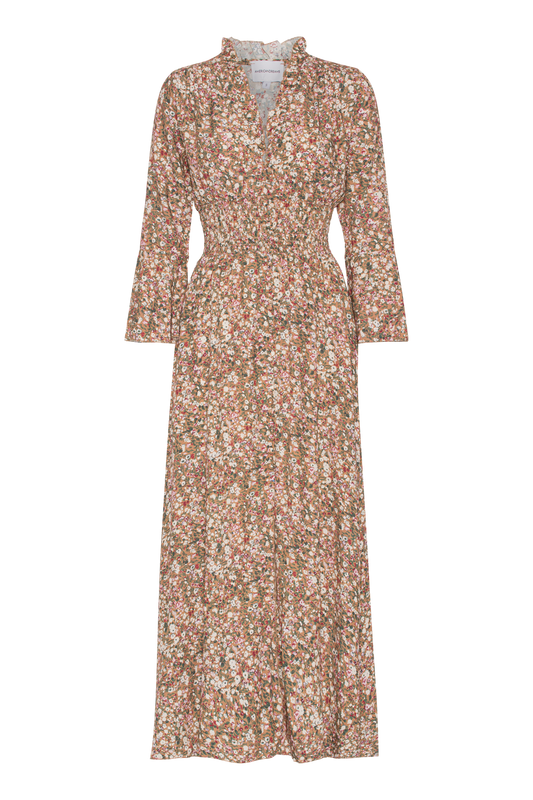 Sally Long Dress Brown Flower