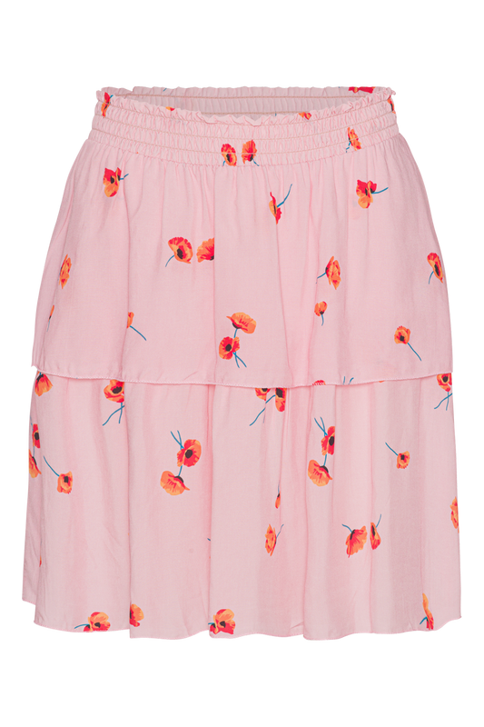Sally Short Skirt Light Pink / Red Flower