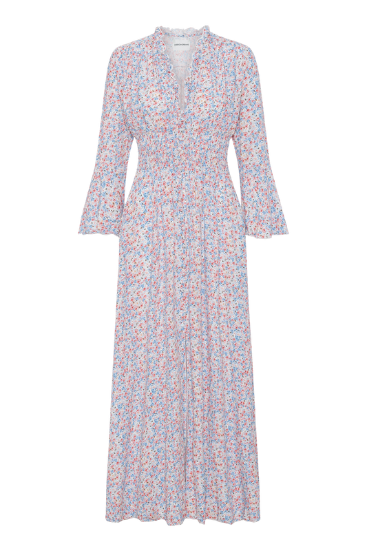 Sally Long Dress Blue Multiflower
