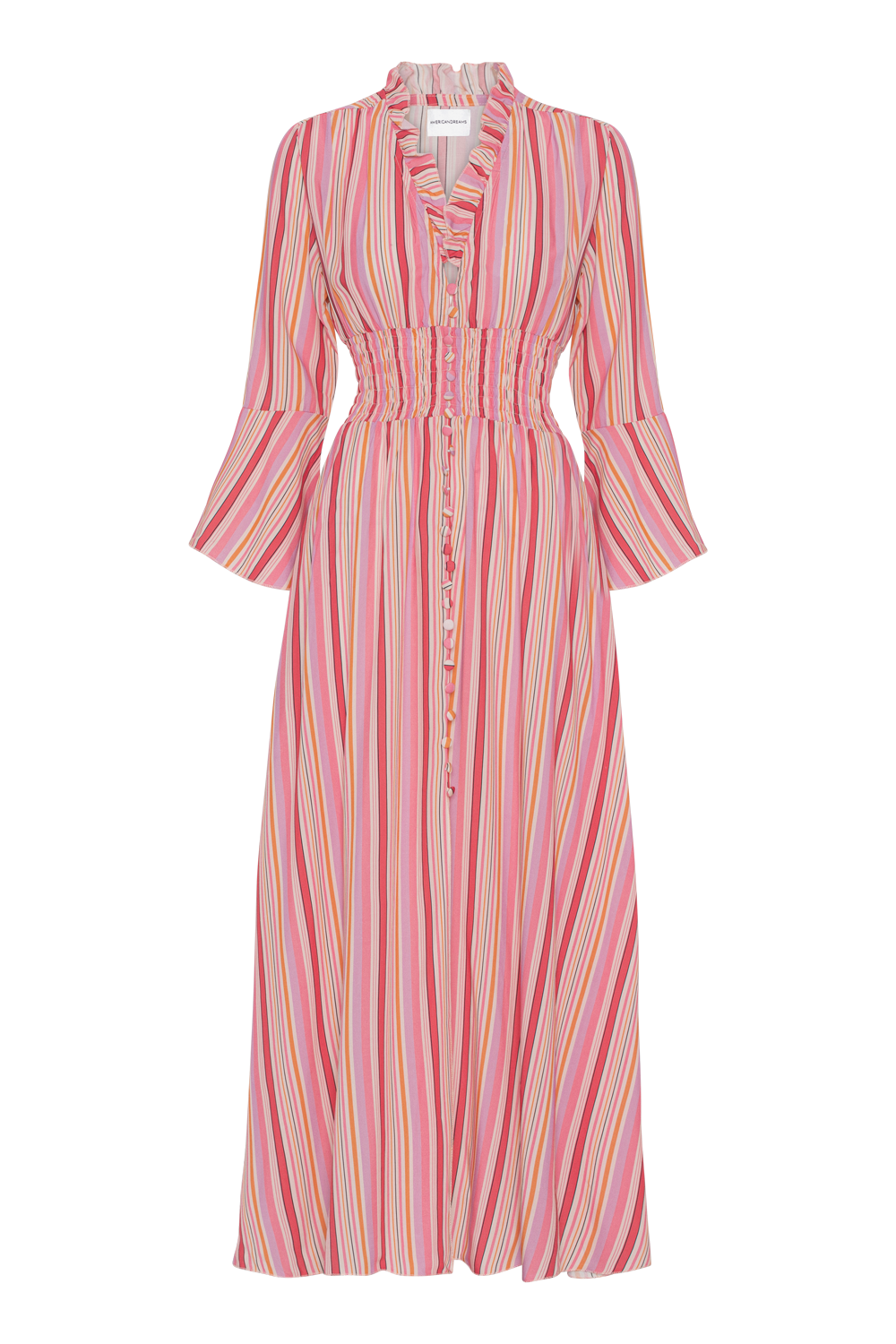 Sally Long Dress Multi Striped Pink