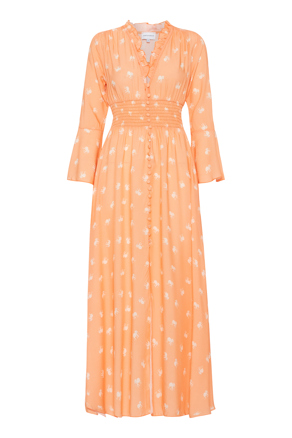 Sally Long Dress Peach W/Elephants