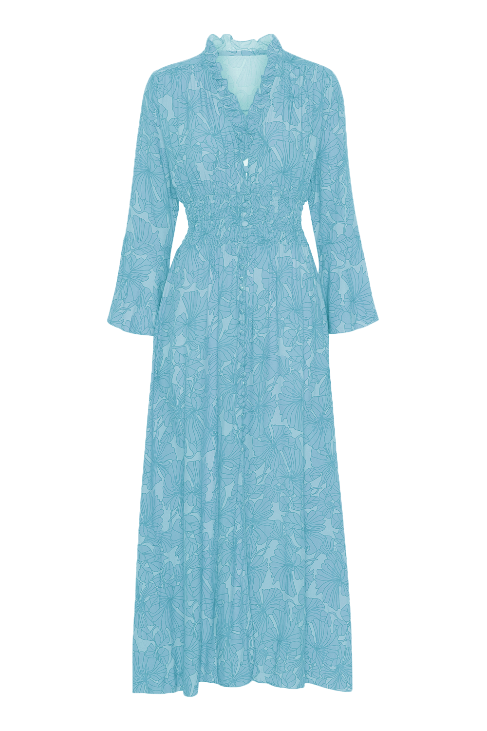 Sally Long Dress Light Blue Printed - Sample