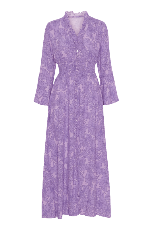 Sally Long Dress Lilac Printed - Sample