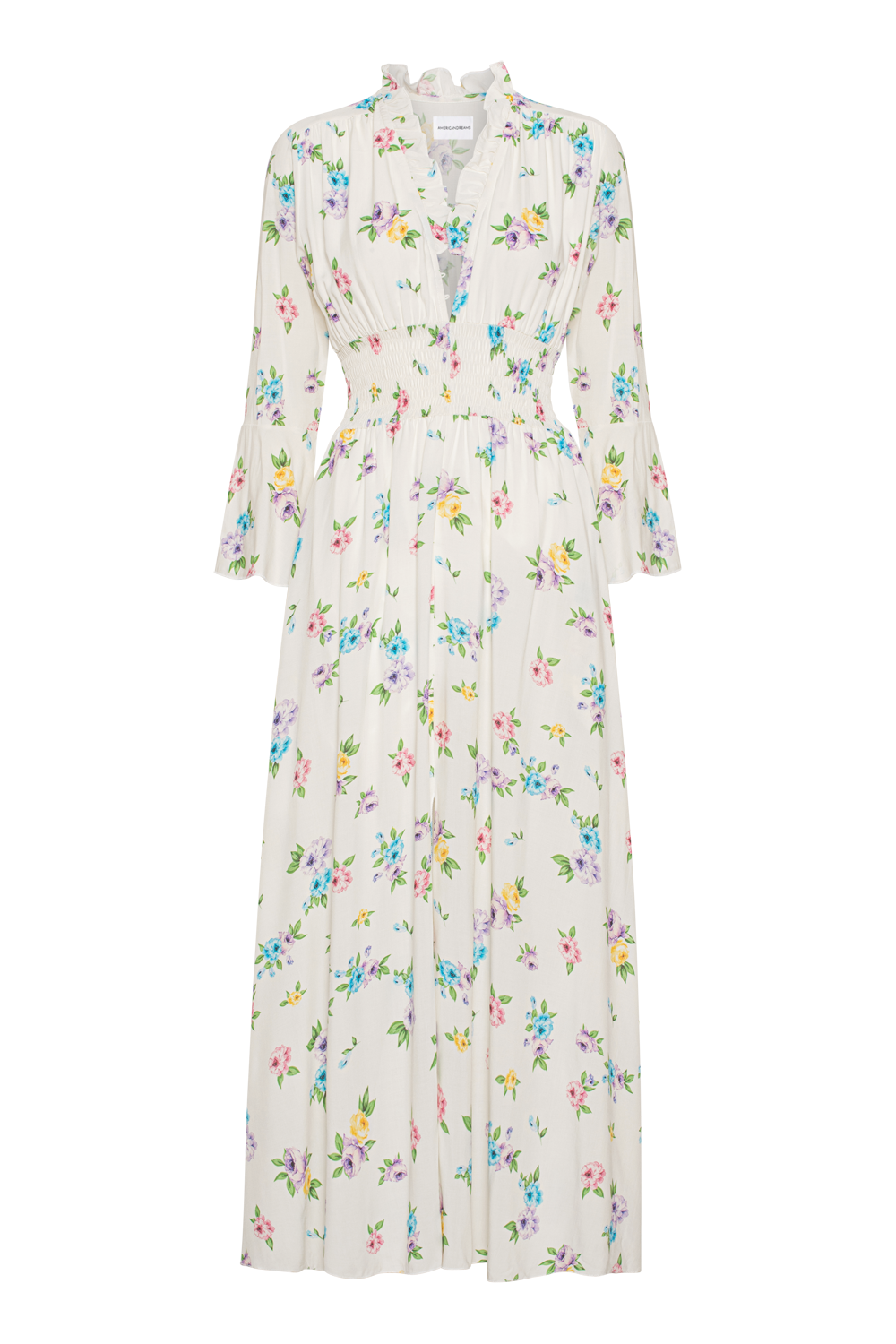 Sally Long Dress White Multiflower | Americandreams