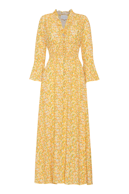 Sally Long Dress Yellow Flower