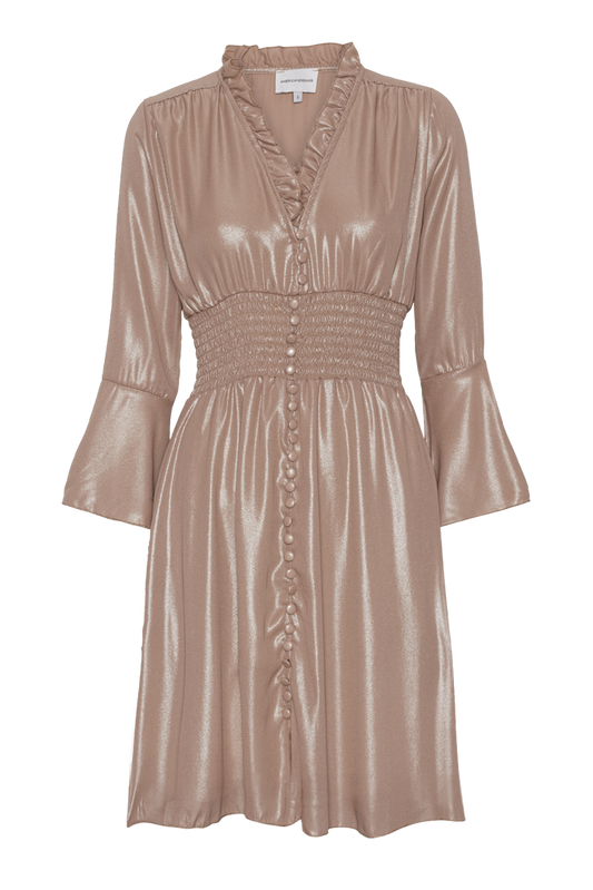 Sally Short Shimmer Dress Beige