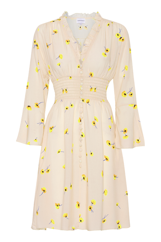 Sally Short Dress Beige Flower