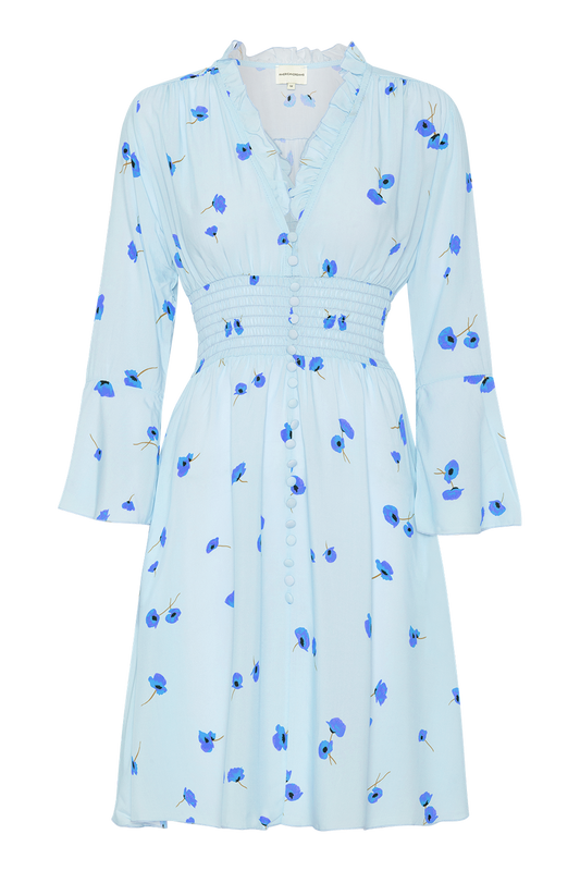 Sally Short Dress Light Blue Flower