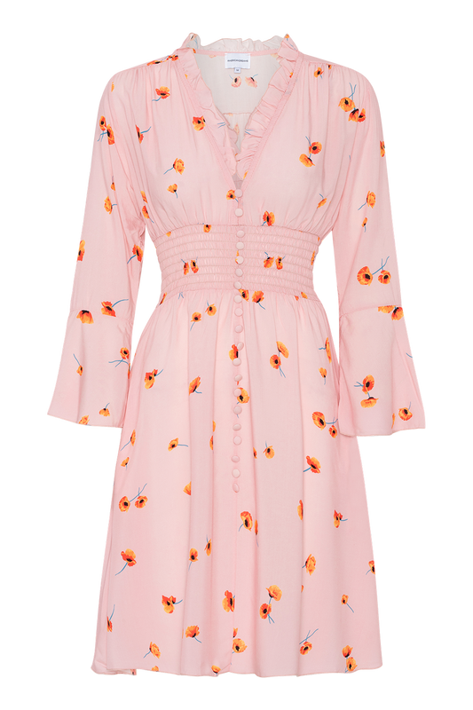Sally Short Dress Light Pink Red Flower