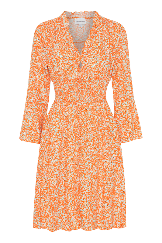 Sally Short Dress Orange Flower