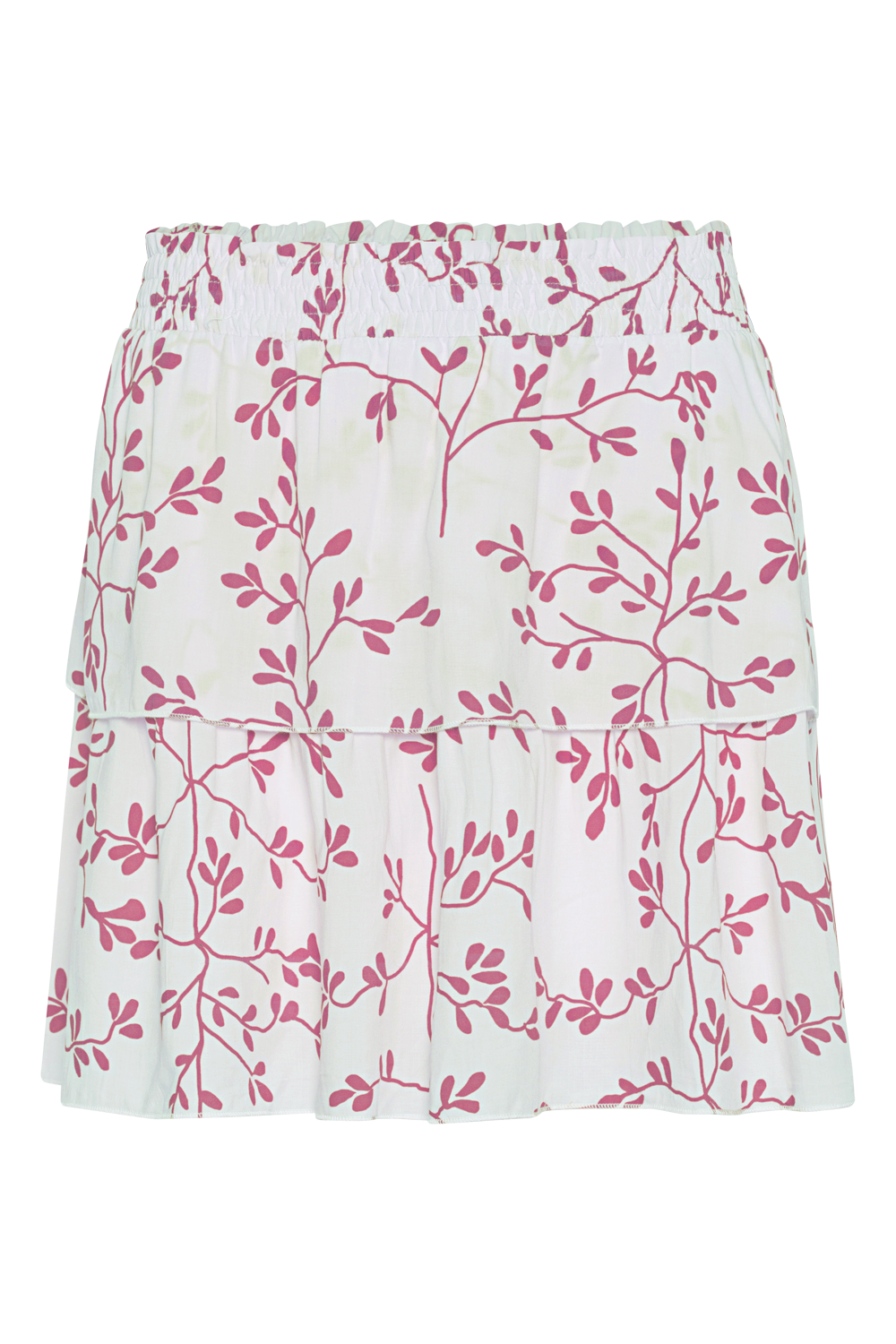 Sally Short Skirt White/Pink Leaf