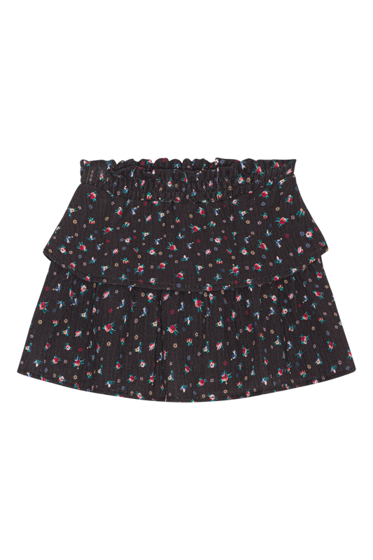 Sally Cotton Skirt Kids Black Flower - Sample