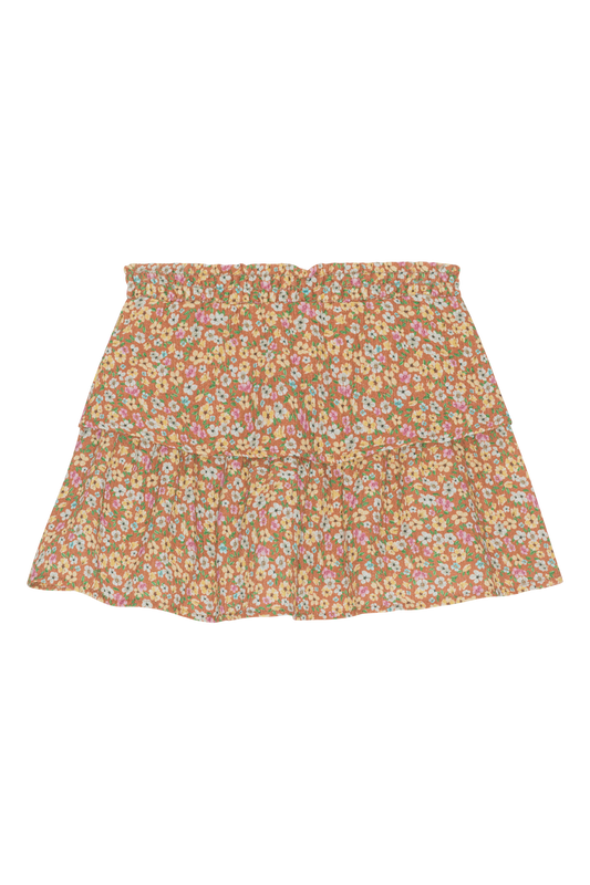 Sally Cotton Skirt Kids Rust Flower - Sample