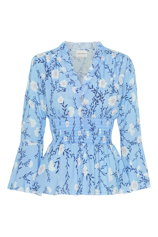 Sally Top Light Blue Flower