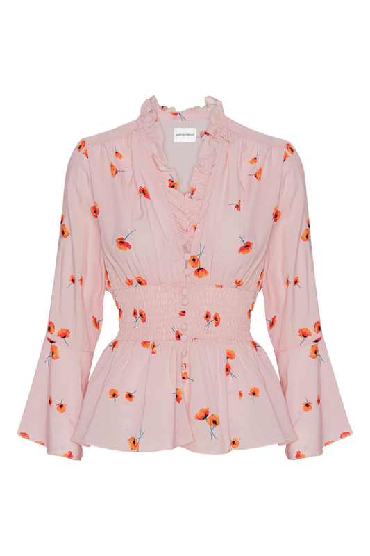 Sally Top Light Pink / Red Flower