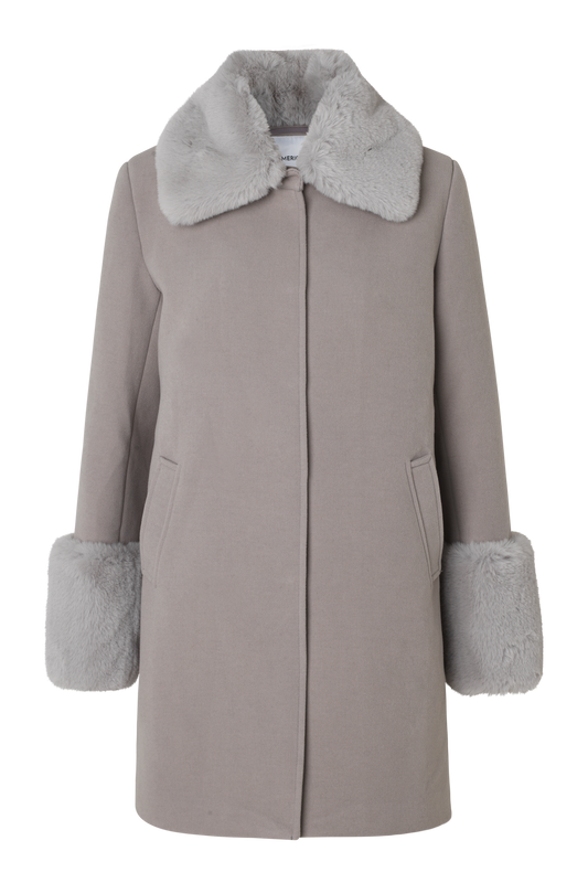 Sarah Faux Fur Jacket Long Light Grey - Sample