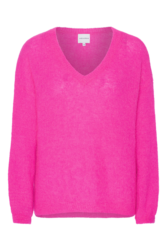Silja V Neck Knit Neon Pink
