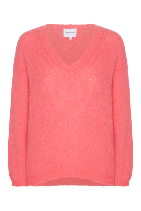 Silja V Neck Knit Coral Red