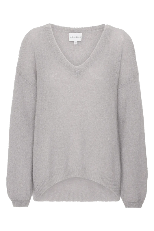 Silja V Neck Knit Light Grey