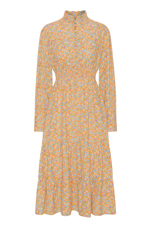 Steph Long Cotton Dress Orange Flower - Sample