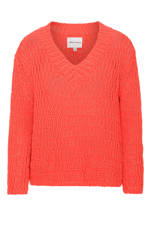 Sui Cotton Pullover Coral Red