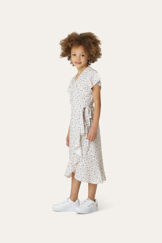 Milly Wrap Dress Kids Blue Flower