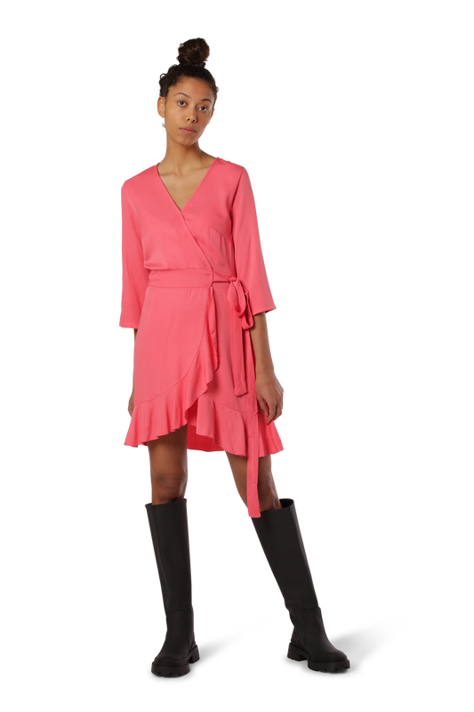 Milly Wrap Dress Short Solid Coral Red