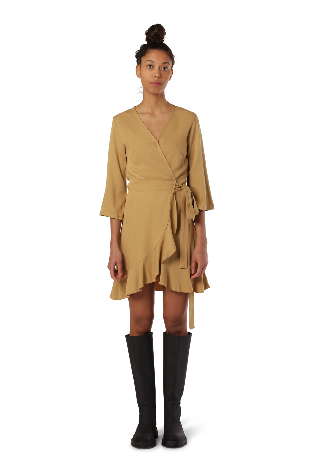 Milly Wrap Dress Short Solid Light Brown