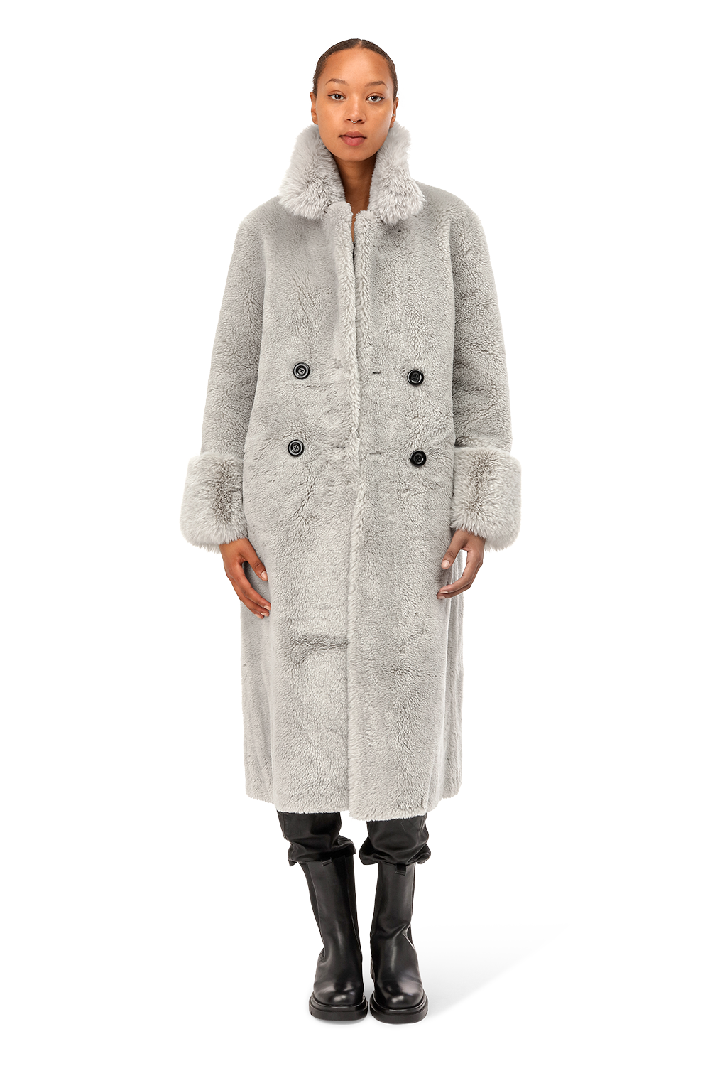 Fiona Long Wool Coat Light Grey