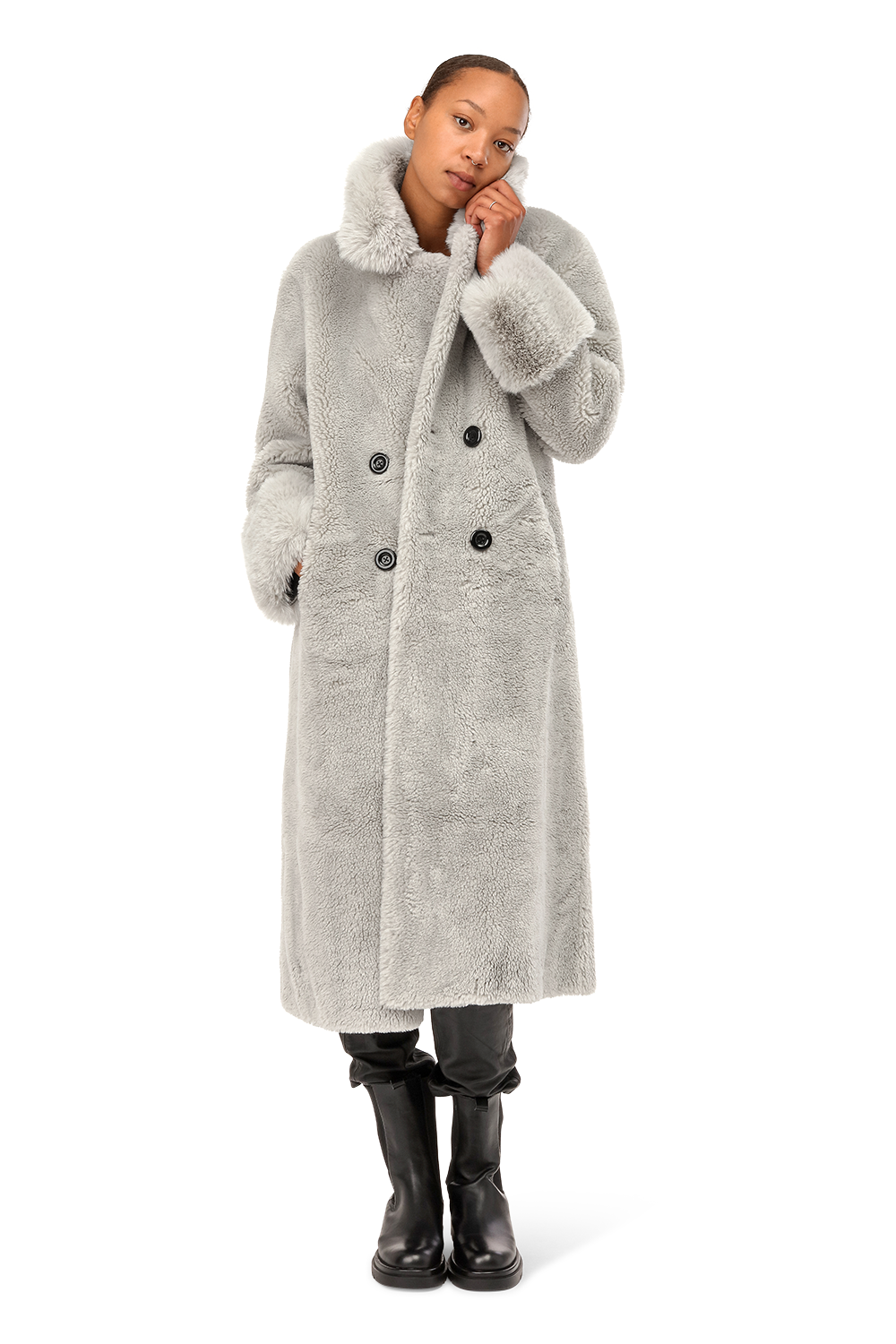 Fiona Long Wool Coat Light Grey