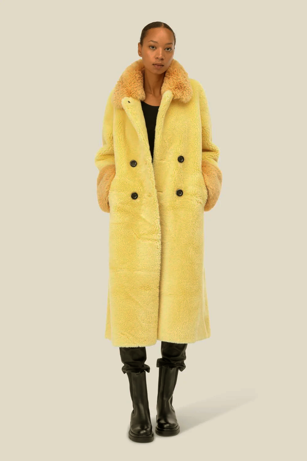 Fiona Long Wool Coat Yellow