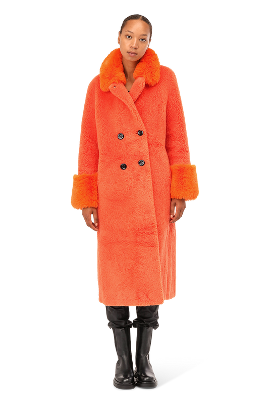 Fiona Long Wool Coat Orange