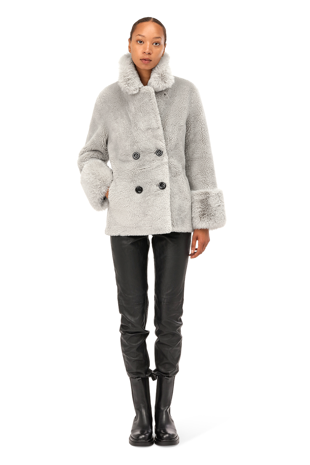 Fiona Short Wool Coat Light Grey
