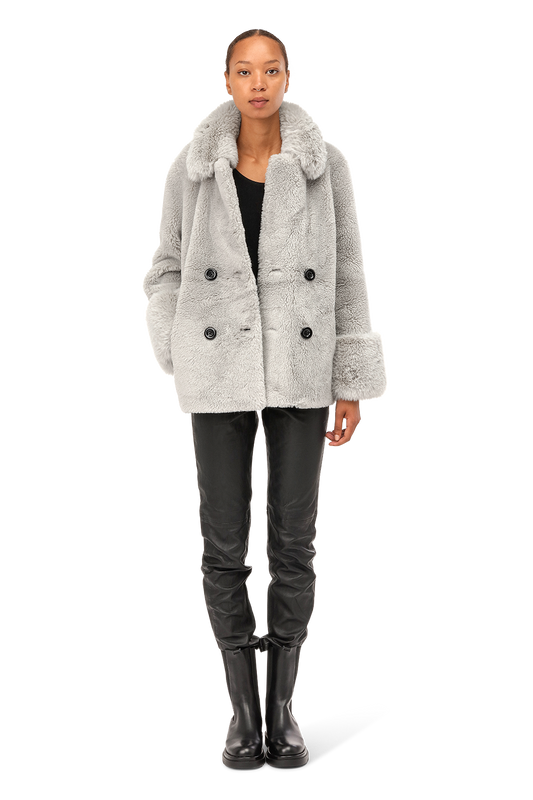 Fiona Short Wool Coat Light Grey