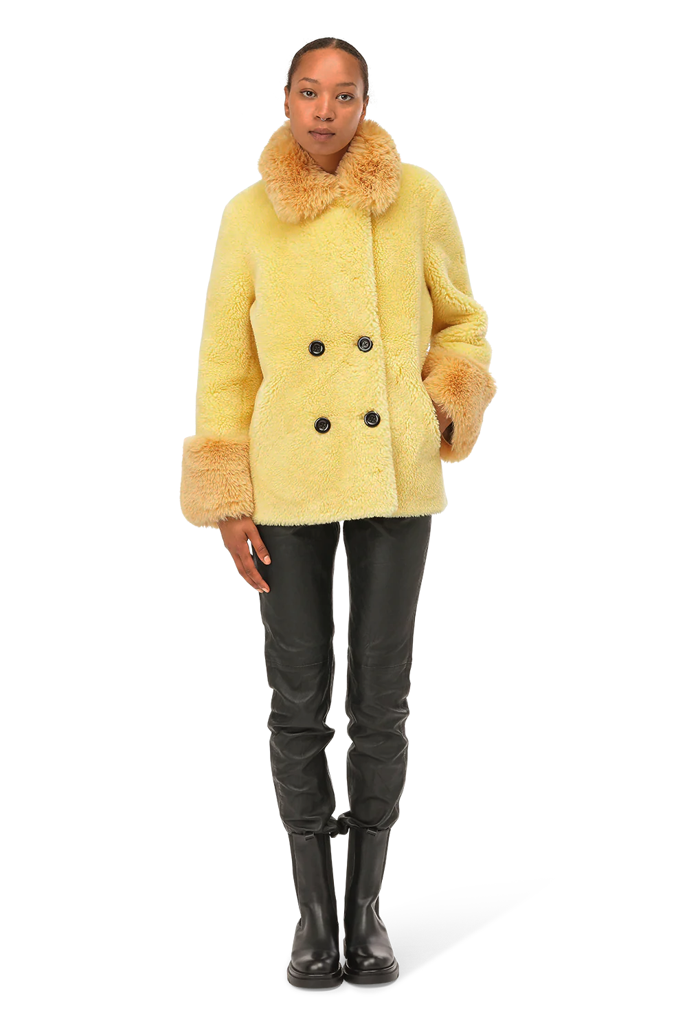 Fiona Short Wool Coat Yellow