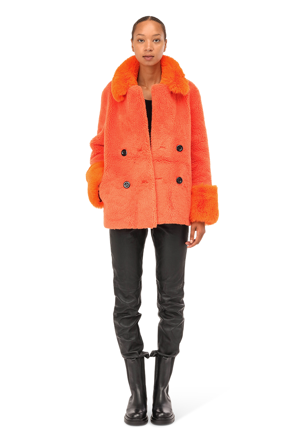 Fiona Short Wool Coat Orange