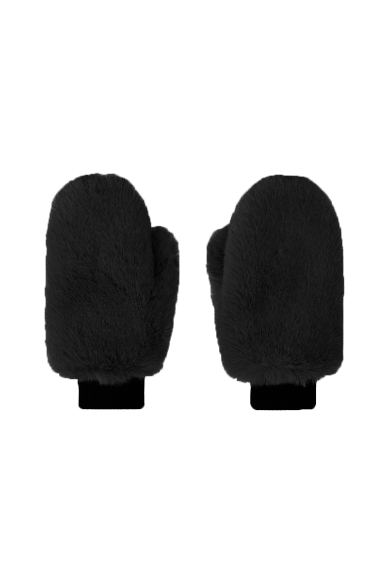 Ted Faux Fur Mittens Black