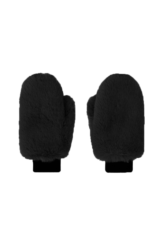 Ted Faux Fur Mittens Black
