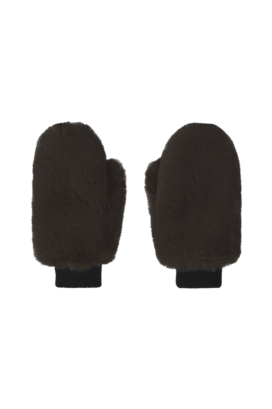 Ted Faux Fur Mittens Brown