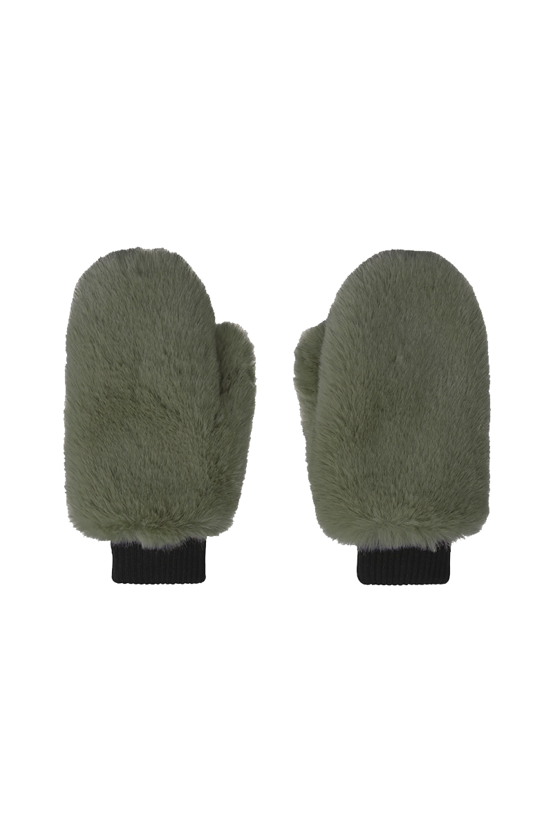 Ted Faux Fur Mittens Green
