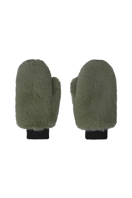 Ted Faux Fur Mittens Green