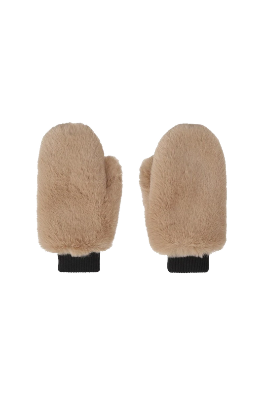 Ted Faux Fur Mittens Taupe