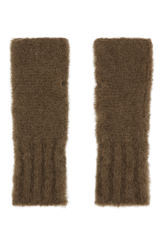 Tilly Fingerless Knit Gloves Dark Brown