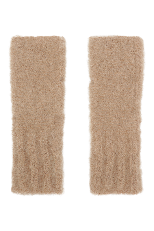 Tilly Fingerless Knit Gloves Medium Brown